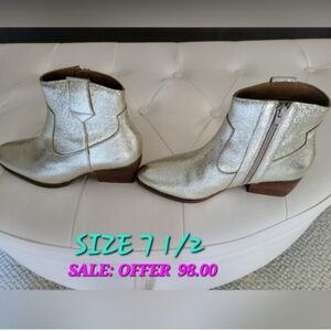 Seychelles upside western cowboy GOLD ankle boots size 7.5 -7 1/2